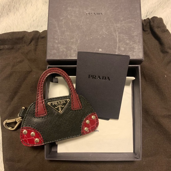 Prada Black/pink and black Purse Handbag Key Fob Bag Charm ๐ - Picture 2 of 3